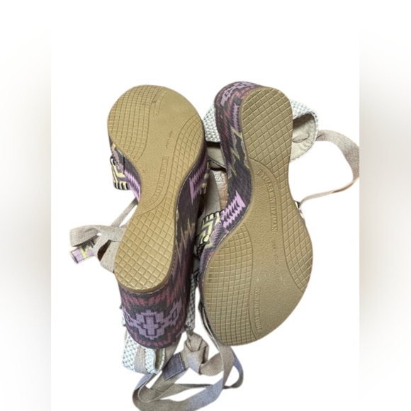 Theodora Callum Stuart Weitzman NWT Maya Linen Wedge Espadrilles Aztec Size 38 - Picture 8 of 11